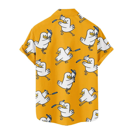 Men's Funny Bird with Nunchucks 3D Print Casual Shirt