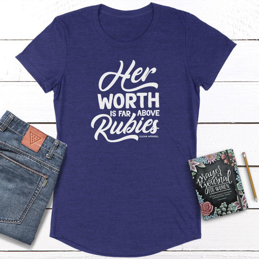 Worth Above Rubies Ladies Curved Hem Tees