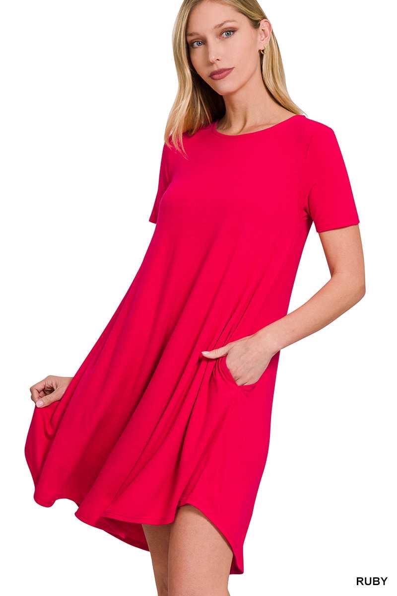 12 SSS-H {Radiate Positivity} Ruby Red Dress w/Pockets PLUS SIZE 1X 2X 3X