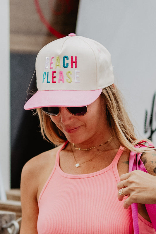 BEACH PLEASE (Multicolored) Two-Toned Vintage Hat