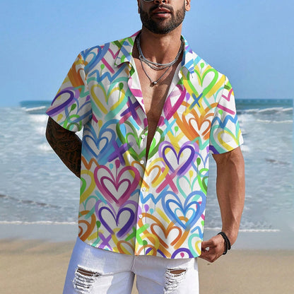 Valentine's Day Colorful Heart Print Casual Shirt 2412005925