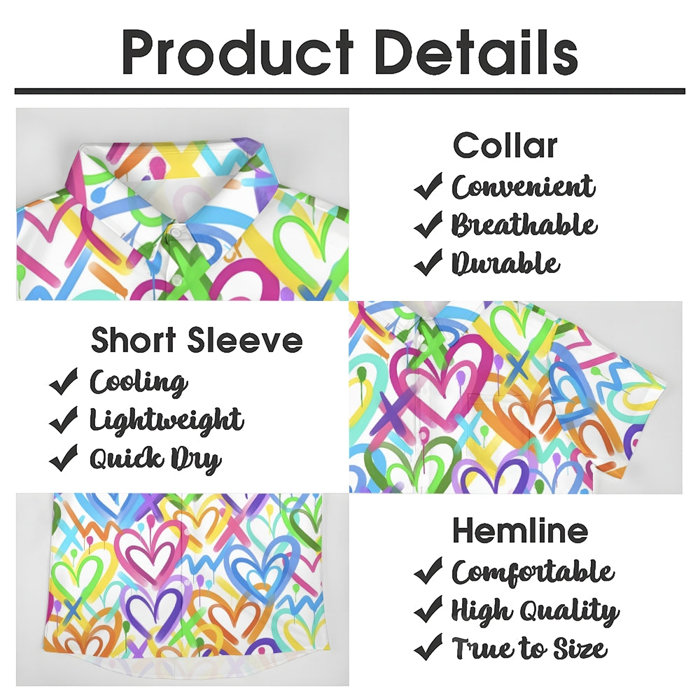 Valentine's Day Colorful Heart Print Casual Shirt 2412005925
