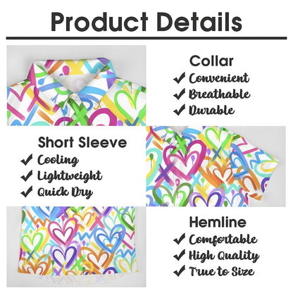 Valentine's Day Colorful Heart Print Casual Shirt 2412005925