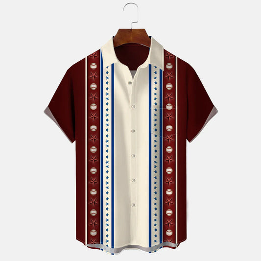 Five-pointed Star Button Casual 50S Short Sleeve Shirt