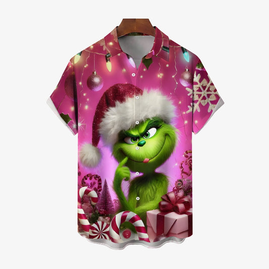 Men's Christmas Cartoon Prints Short Sleeve Shirt 2412006498
