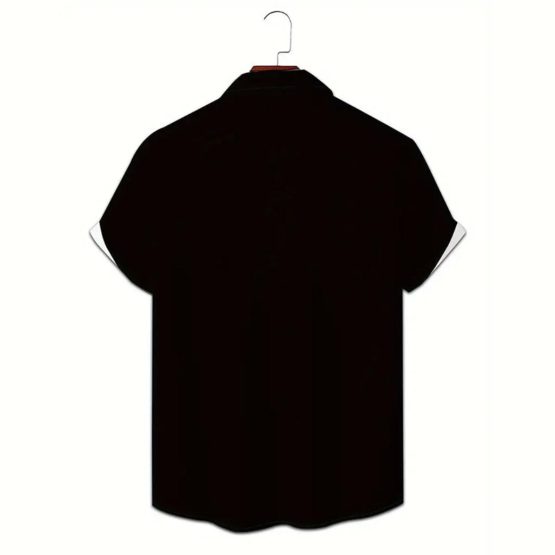 Men's Bamboo Geometric Print Casual Short Sleeve Shirt