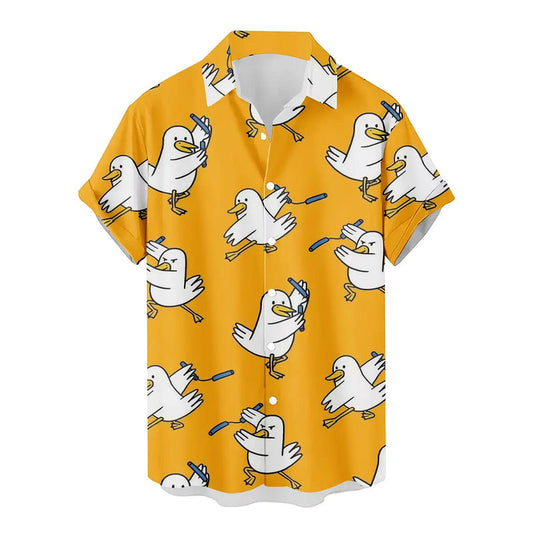 Men's Funny Bird with Nunchucks 3D Print Casual Shirt