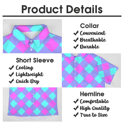 Contrast Geometric Print Casual Short Sleeve Shirt 2412005992