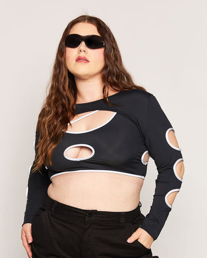 Backstage Baddie Reflective Arm Cutout Ultra Crop Top