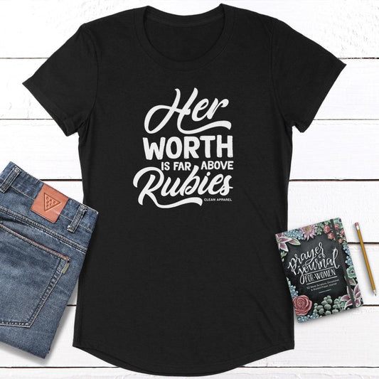 Worth Above Rubies Ladies Curved Hem Tees