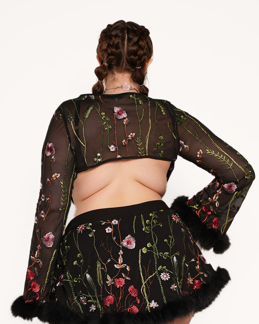Lace Flowerfields Stretch Marabou Ultra Crop Top 2.0