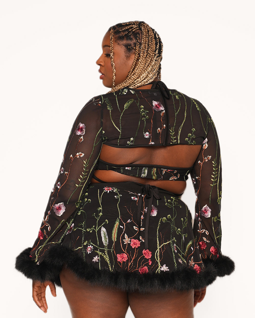 Lace Flowerfields Stretch Marabou Ultra Crop Top 2.0