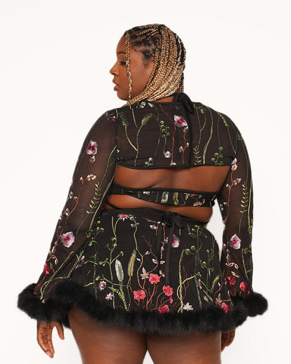 Lace Flowerfields Stretch Marabou Ultra Crop Top 2.0