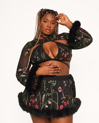 Lace Flowerfields Stretch Marabou Ultra Crop Top 2.0