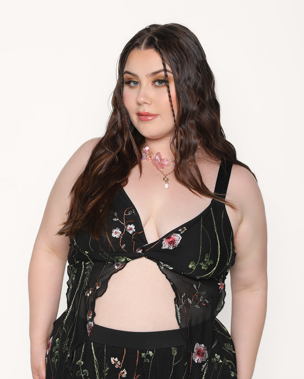 Lace Flowerfields Stretch Pixie Hem Top