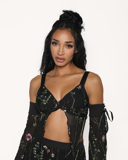 Lace Flowerfields Stretch Pixie Hem Top