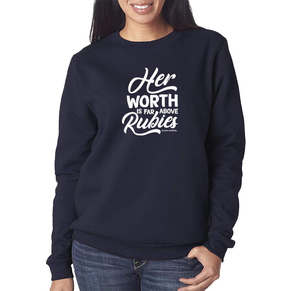 Her Worth Ladies Crewneck Sweatshirt