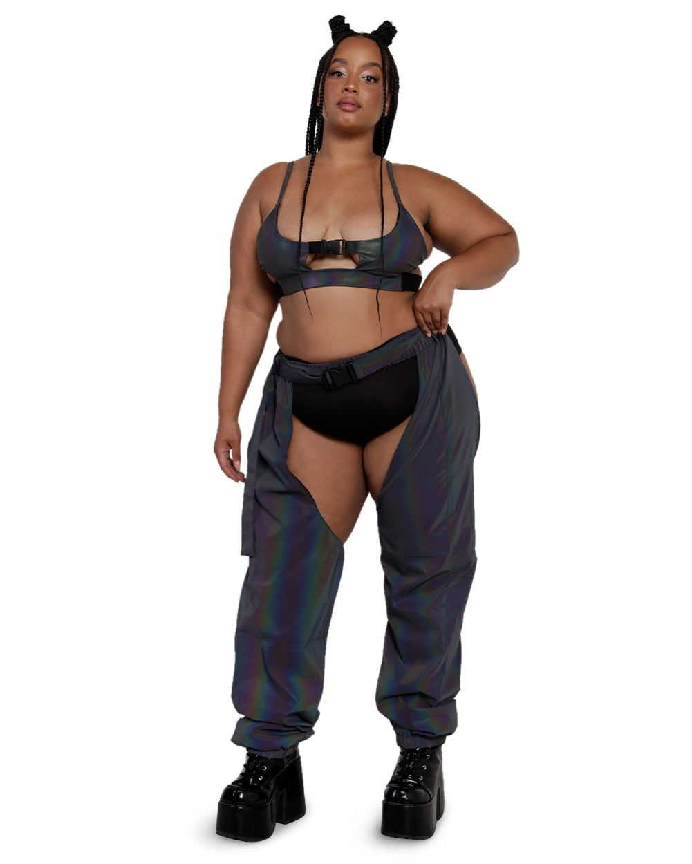 Won't Let U Out Reflective Underboob Clasp Top