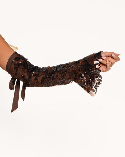 Bohemian Princess Sequin Ruffle O-Ring Top with Sleeves