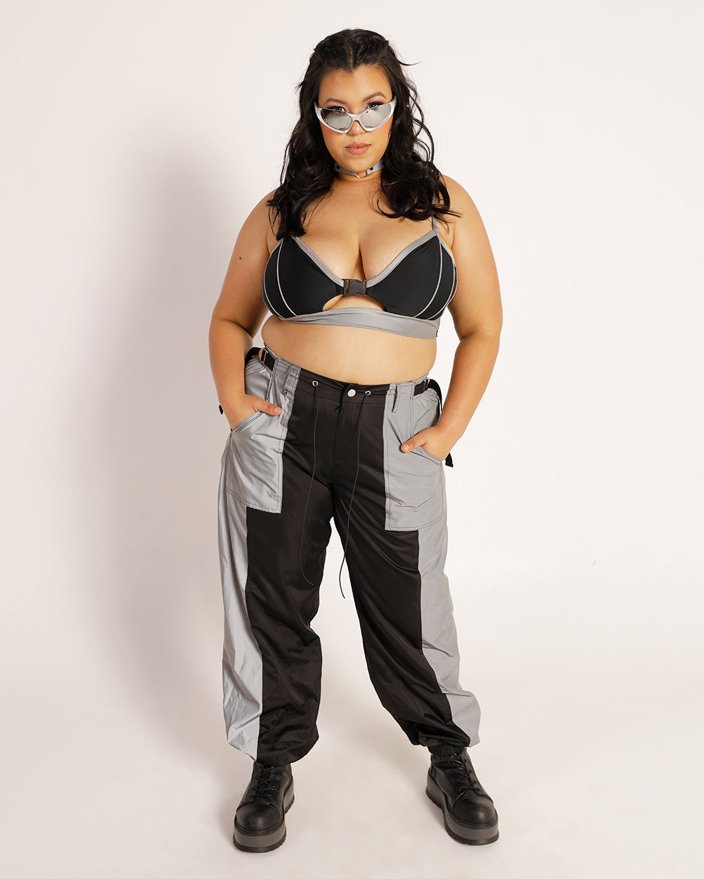 Thunder Shock Reflective Speed Clasp Crop Top