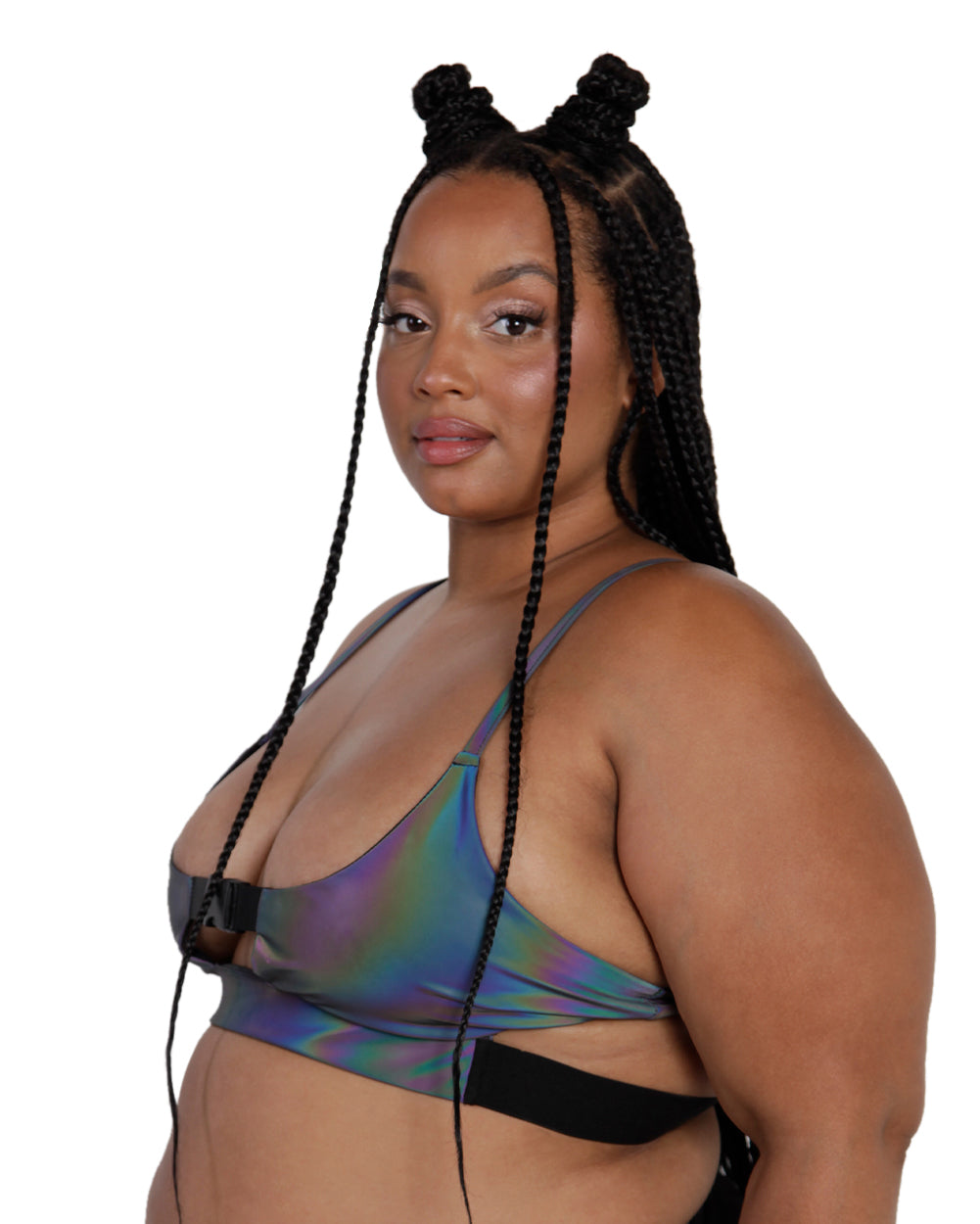 Won't Let U Out Reflective Underboob Clasp Top