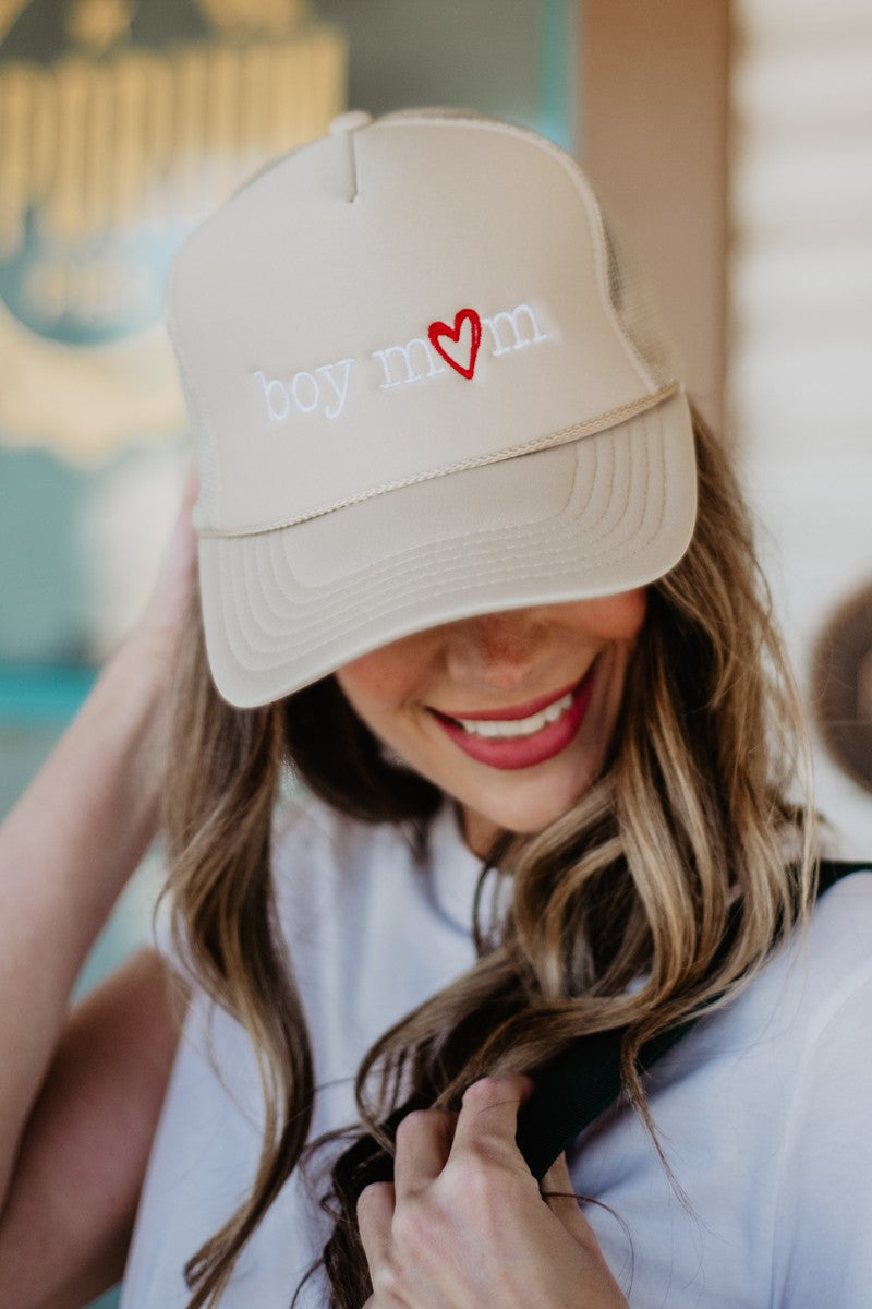 Boy Mom (Red Heart) Cute Foam Hat