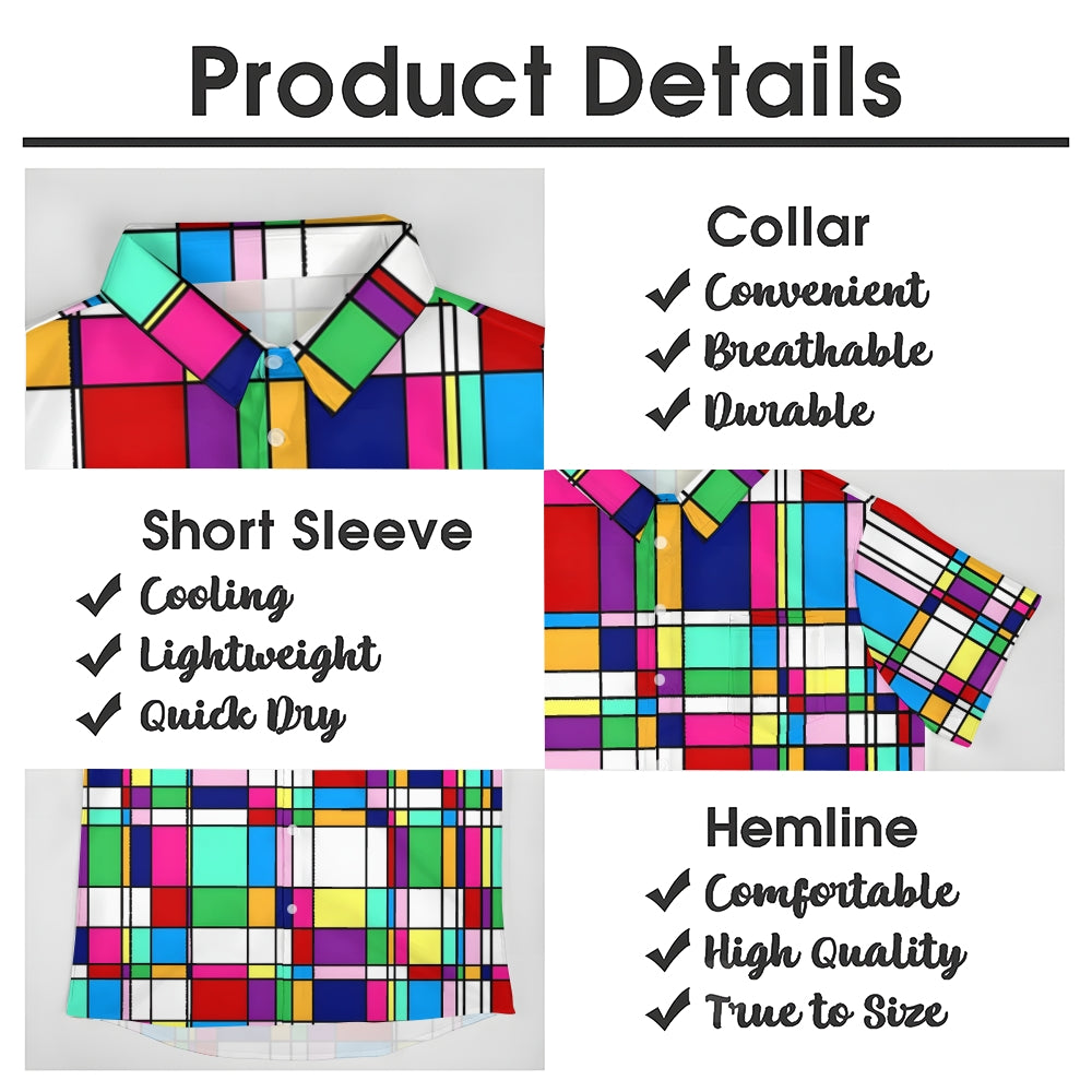 Geometric Color Contrast Print Casual Shirt 2412005998