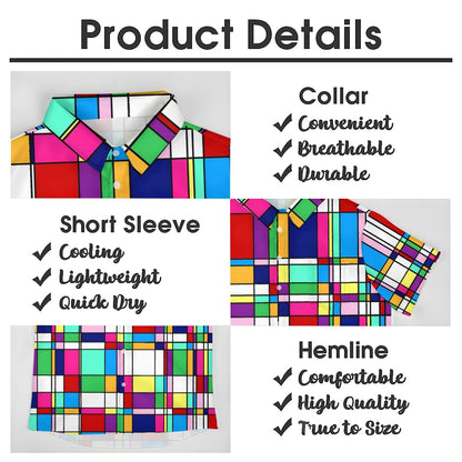 Geometric Color Contrast Print Casual Shirt 2412005998