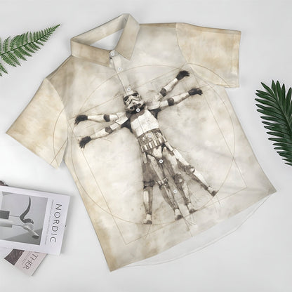 Men's Space Warrior Body Art Print Short Sleeve Shirt 2412006355