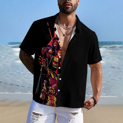 Men's Space Warrior Print Casual Short Sleeve Shirt 2412006475