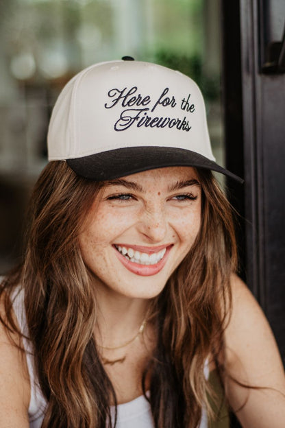 Here For The Fireworks Vintage Trucker Hat