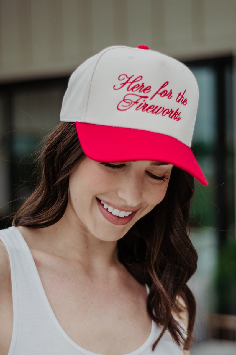 Here For The Fireworks Vintage Trucker Hat