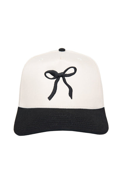 Black Coquette Bow Vintage Two-Toned Hat